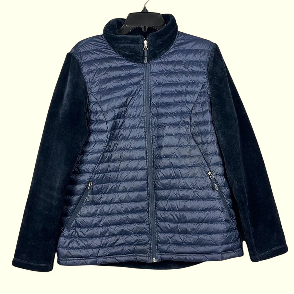 32 Degrees Heat Puffer Fur Jacket Packable Womens Size‎ Large Blue